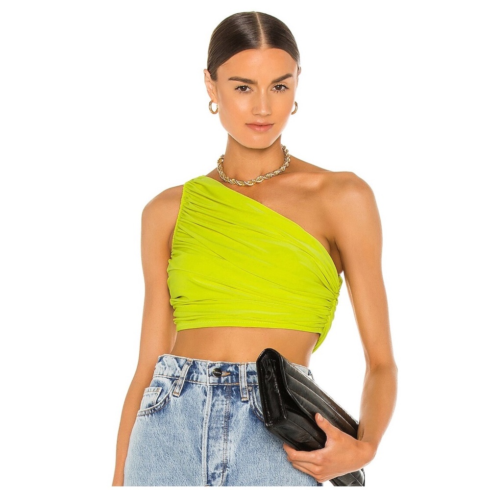 NORMA KAMALI Diana One Shoulder Top - Spring Green